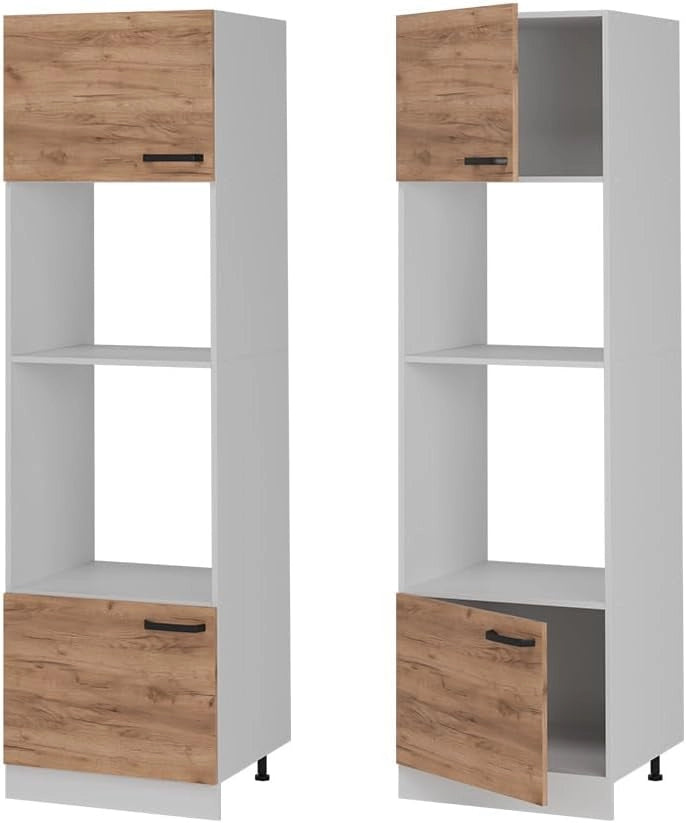 Mobile cucina microonde R-Line, Quercia dorata, 60 cm senza piano di lavoro, per la libera combinazione all'interno di sistemi cucina modulari