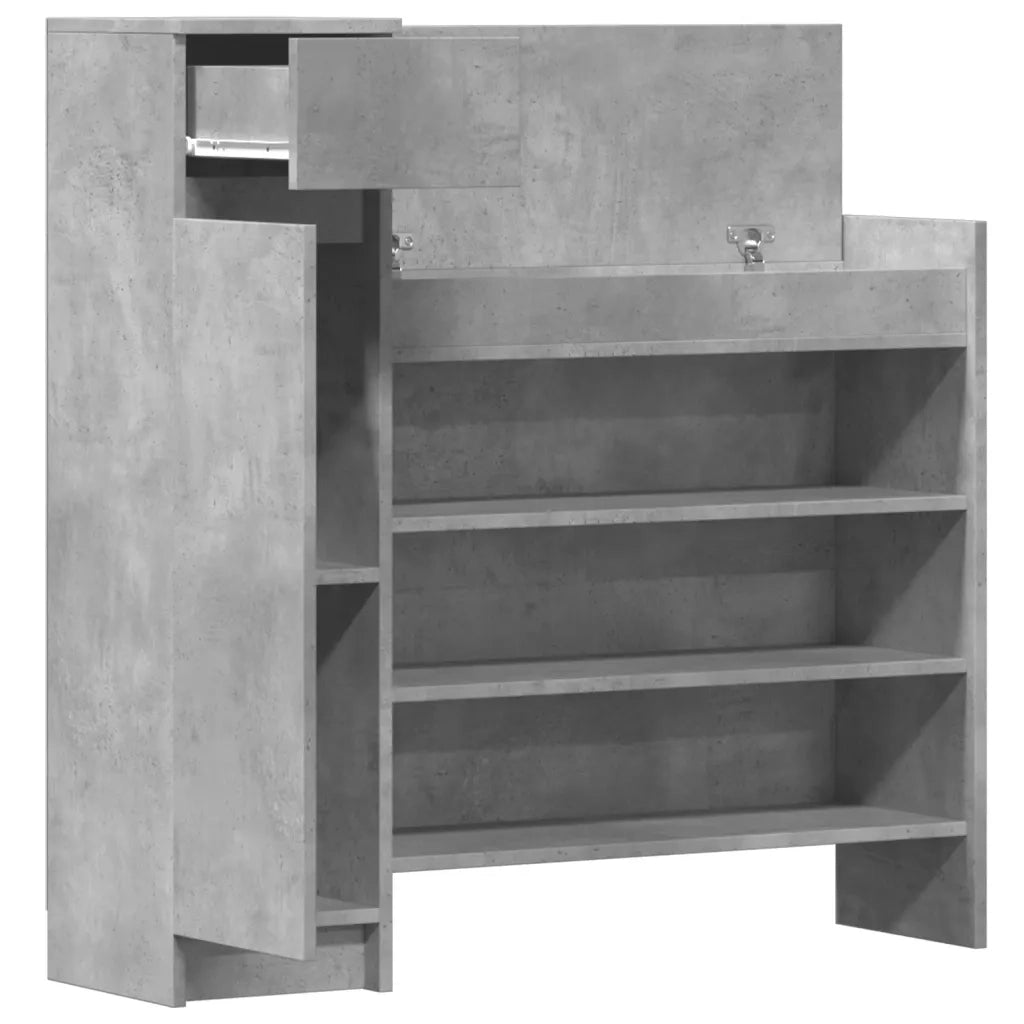 Scarpiera-Scaffale per scarpe Grigio Cemento 100,5x28x100 cm in Legno Multistrato
