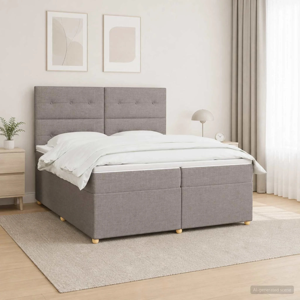Letto box spring con materasso Tortora 200 x 200 cm Tessuto 3455431