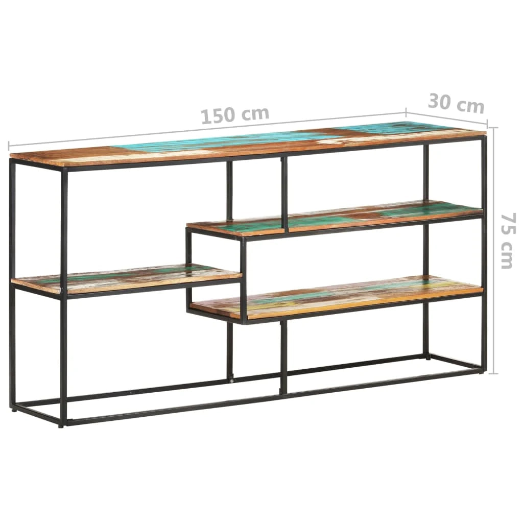 Buffet credenza cassettiera armadio mobile contenitore organizer per cucina soggiorno salotto 150 x 30 x 75 cm legno massello di recupero marrone 02_0029555
