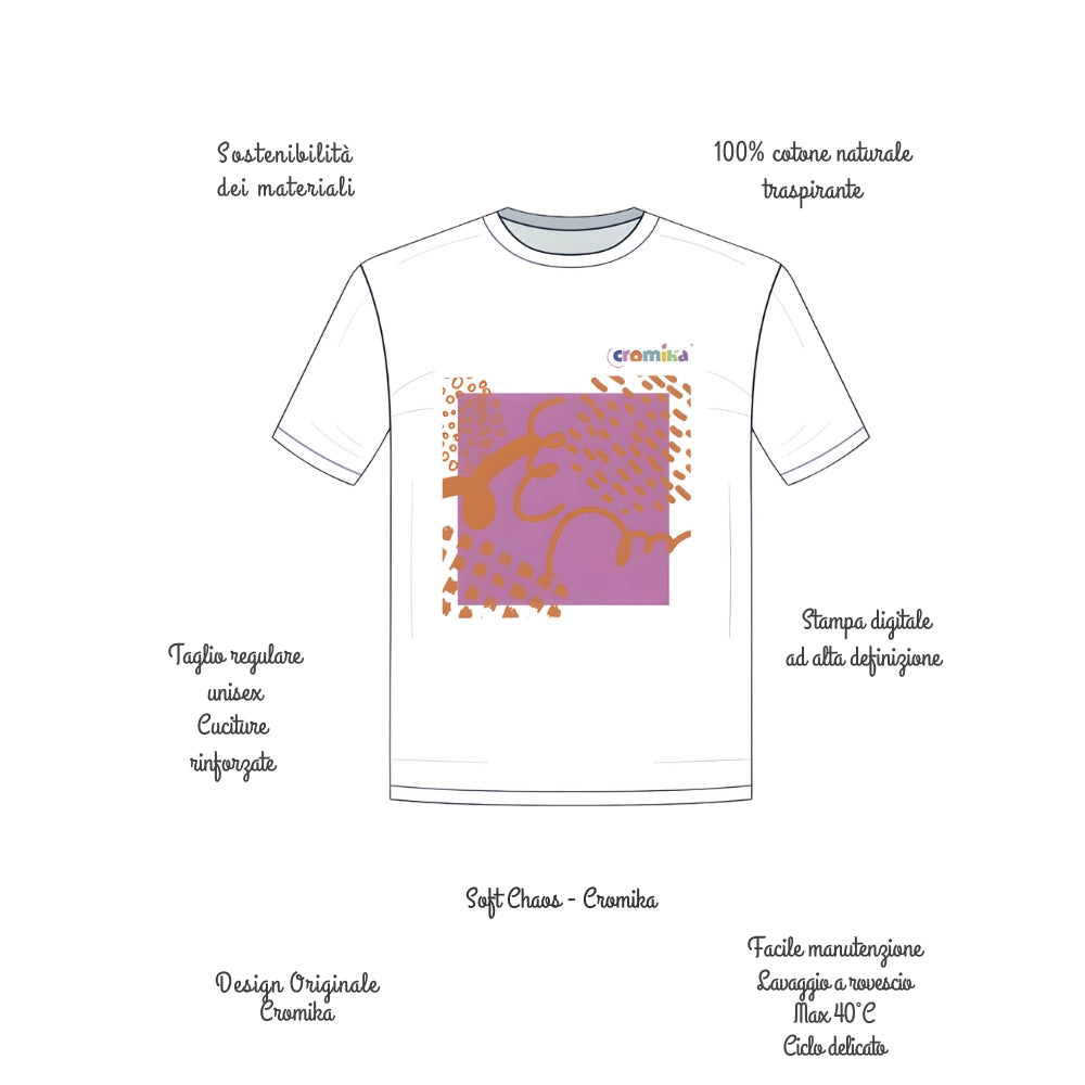 T-shirt cromika arte e colore in cotone naturale *** misura small - s, modello soft chaos, confezione 1
