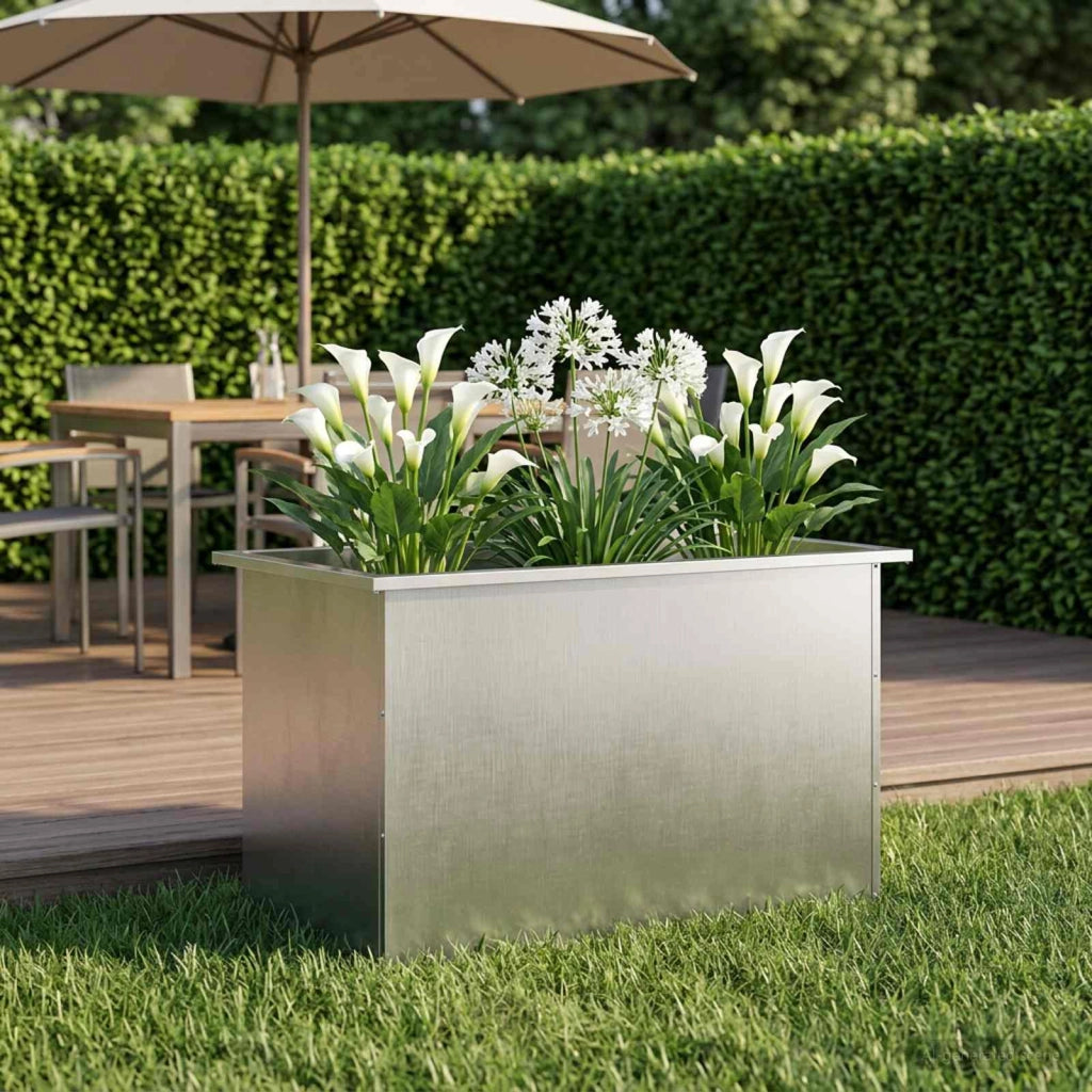 Fioriera da giardino con LED Argento 50 x 80 x 48 cm 8008218
