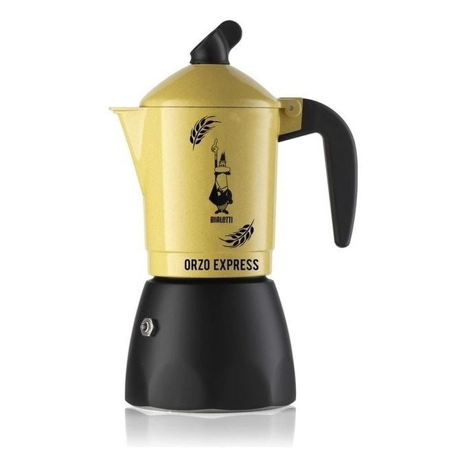 Bialetti 5338 Orzo Express Moka per Orzo 2 Tazze Alluminio Manico Silicone colore Giallo