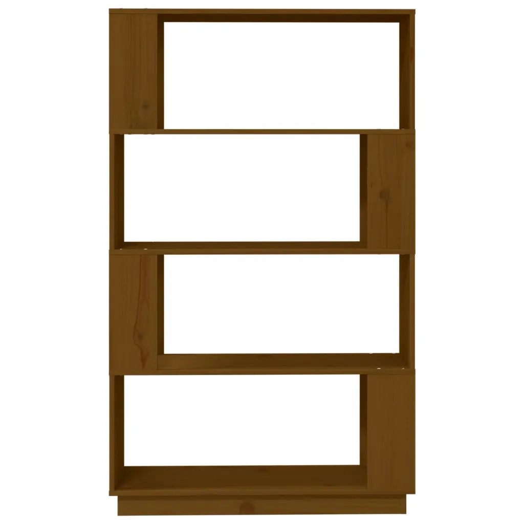 Libreria Divisorio-Scaffale per Libri-Mobile di Stoccaggio Ambrato 80x25x132 cm Legno Massello di Pino