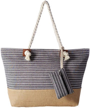 Tas da Bagno con Chiusura a Fascia, Borsa da Spiaggia XXL, Borsa da Shopping per Donne - Borsa da Spiaggia Pratica con Spalla per Donne per Spiaggia e Mare - Stampa a Strisce Nero