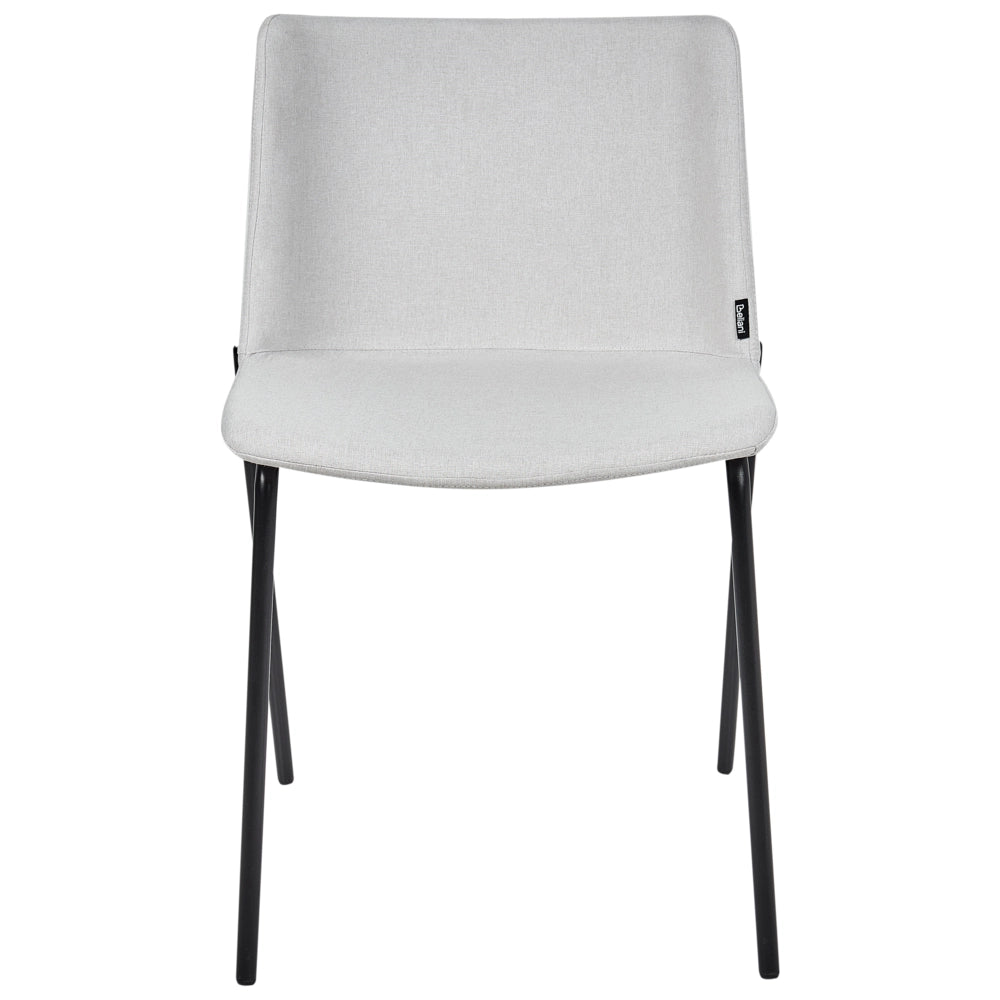 Set di 2 eleganti sedie da pranzo imbottite in tessuto poliestere grigio chiaro con gambe in metallo