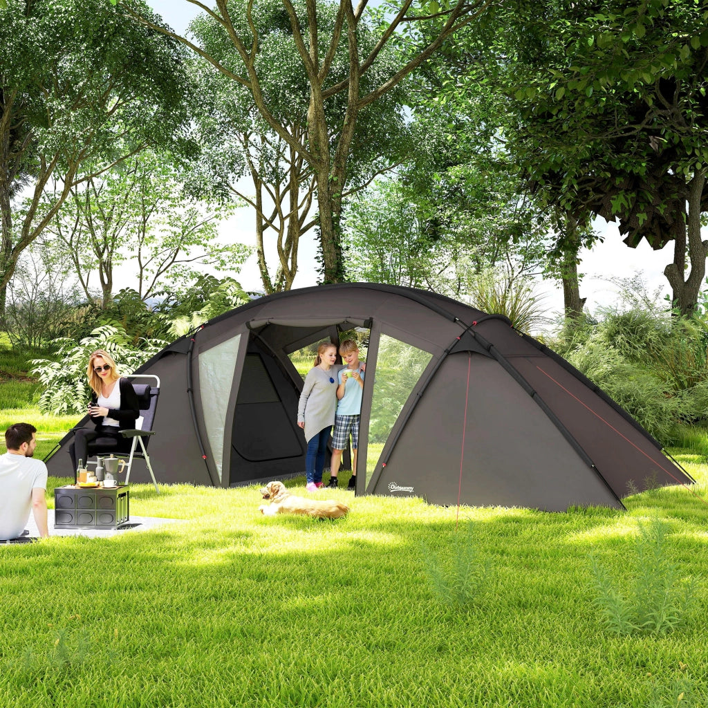 Tenda da Campeggio Familiare ¨C Xylo ¨C 4-6 Persone Impermeabile 3000mm Tunnel 2 Porte Nero