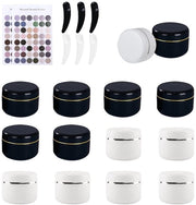 Contenitori di Creme 50 ml - Boccette di Vetro Vuote - 14 Pezzi - Con Coperchio - Inclusa Cucchiaia - Per Cosmetici e Viaggi - Boccetta di Creme