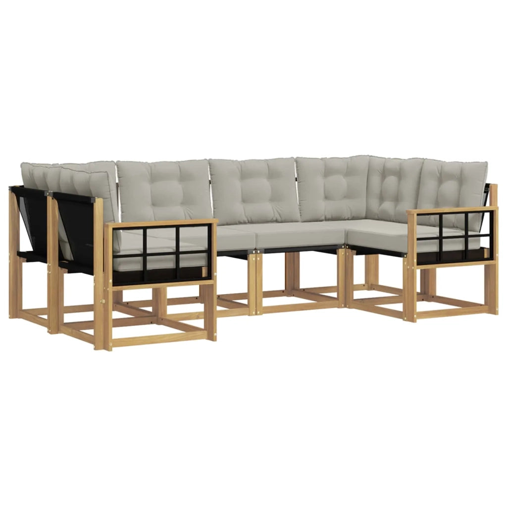 Set di divani da esterno 6 pz Bianco e Grigio Chiaro 3389817