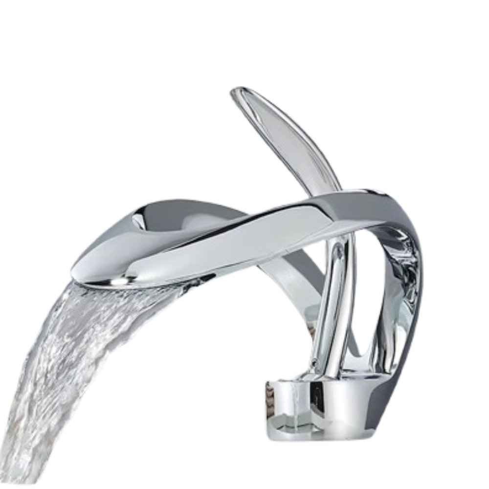 NAVIS |Rubinetto da bagno a cascata di design, rubinetto da bagno cromato lucido|in acciaio inossidabile premium per lavandino|Miscelatore  2 attacchi