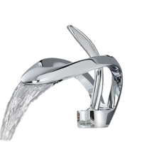 NAVIS |Rubinetto da bagno a cascata di design, rubinetto da bagno cromato lucido|in acciaio inossidabile premium per lavandino|Miscelatore  2 attacchi