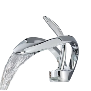 NAVIS |Rubinetto da bagno a cascata di design, rubinetto da bagno cromato lucido|in acciaio inossidabile premium per lavandino|Miscelatore  2 attacchi