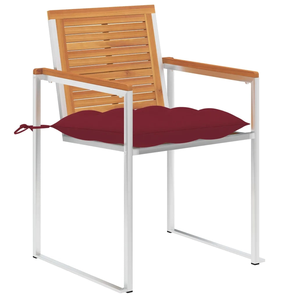 Sedie da Giardino 2 pz con Cuscini in Legno Acacia e Acciaio cod mxl 74516