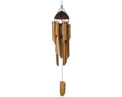 Windgong in legno di bambù a forma di cocco manufatto a mano colore scuro per esterni interni giardino terrazza