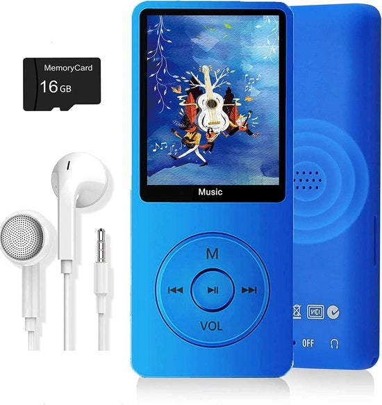 MP3 Player Compacto Portatile con Radio FM e Funzione E-Book - Supporto Bluetooth fino a 128 GB - 1 Pezzo - Sport e Viaggi - Blu