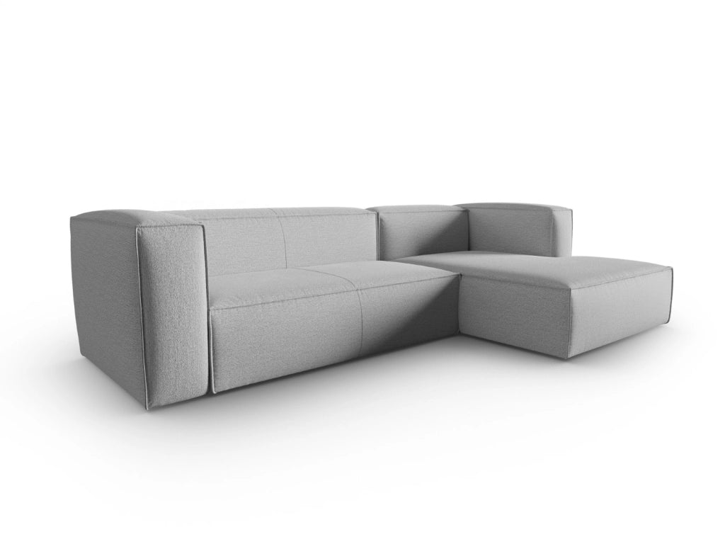 Cosmopolitan Design - Divano angolare destro "Mackay" 4 posti in velluto strutturato grigio 