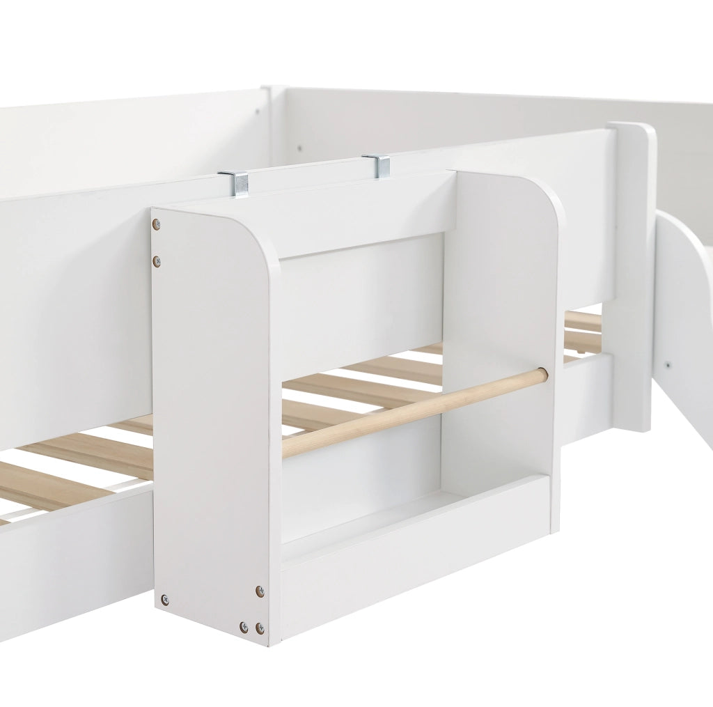Letto a soppalco 90 x 200 cm con scivolo, scala e ripiano removibile