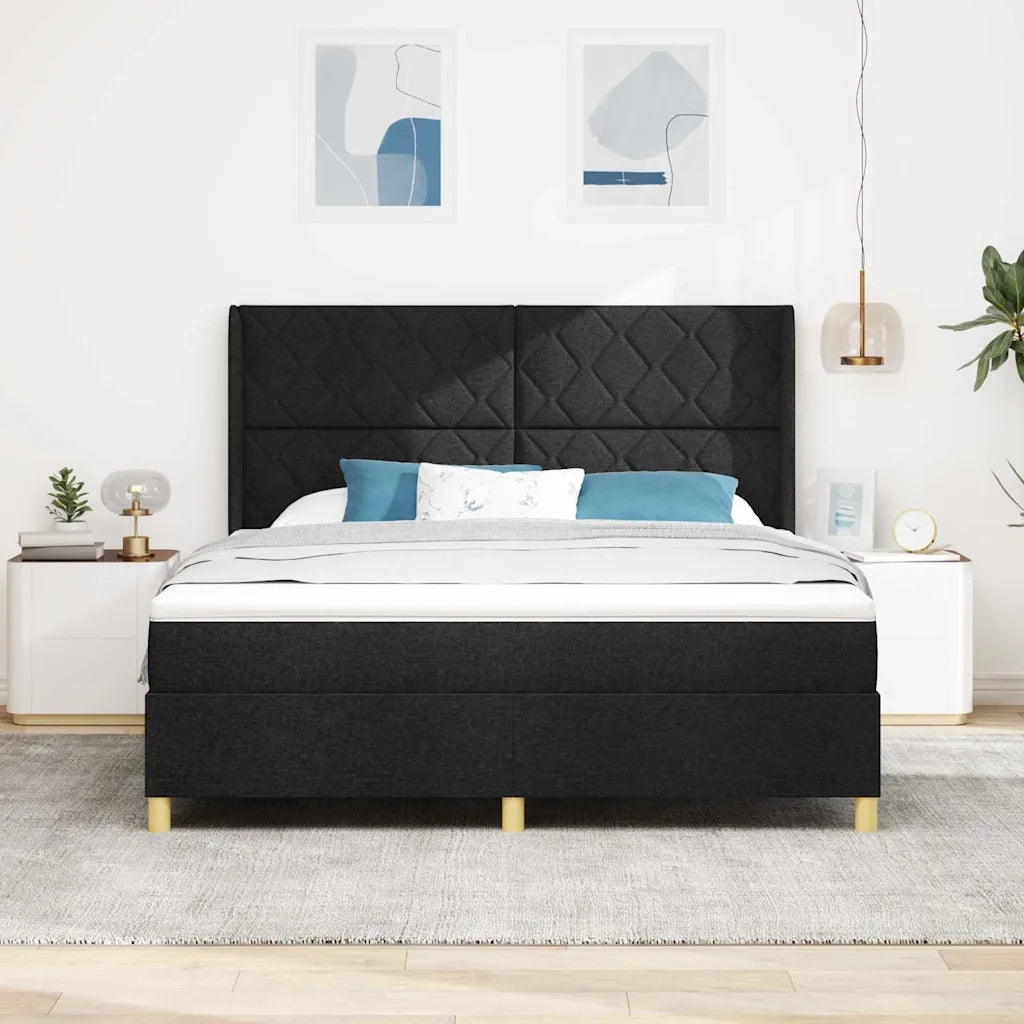 Letto a molle con materasso Nero 180 x 200 cm Tessuto 3343772
