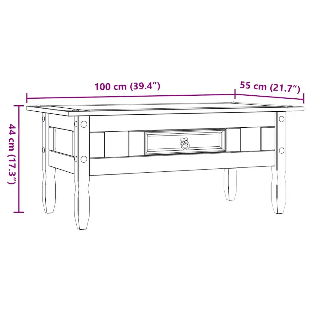 Tavolino Caffé Pino Messicano Corona Range Bianco 100x55x44 cm 282626