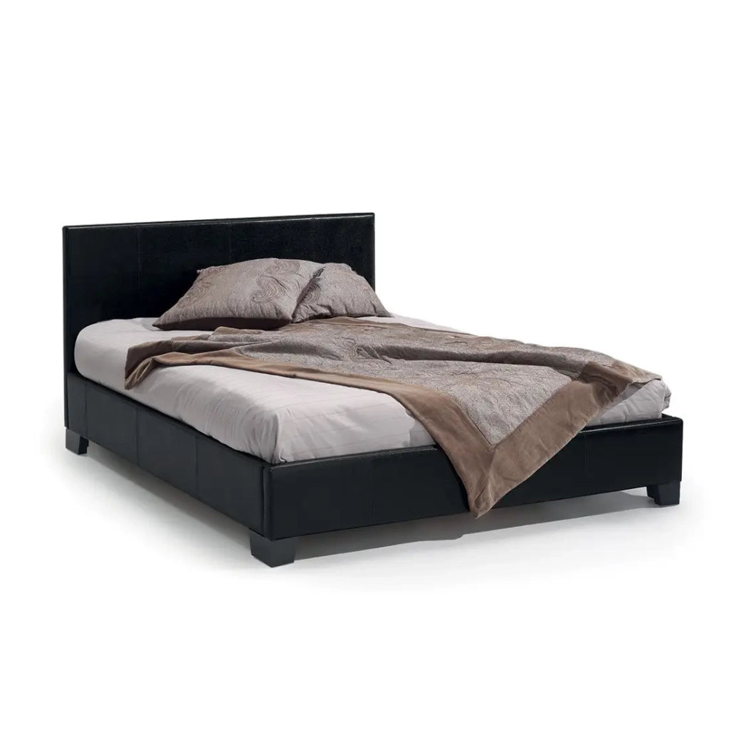Letto ROMA - Letto matrimoniale adulto 140x200 cm nero lucido con doghe incluso