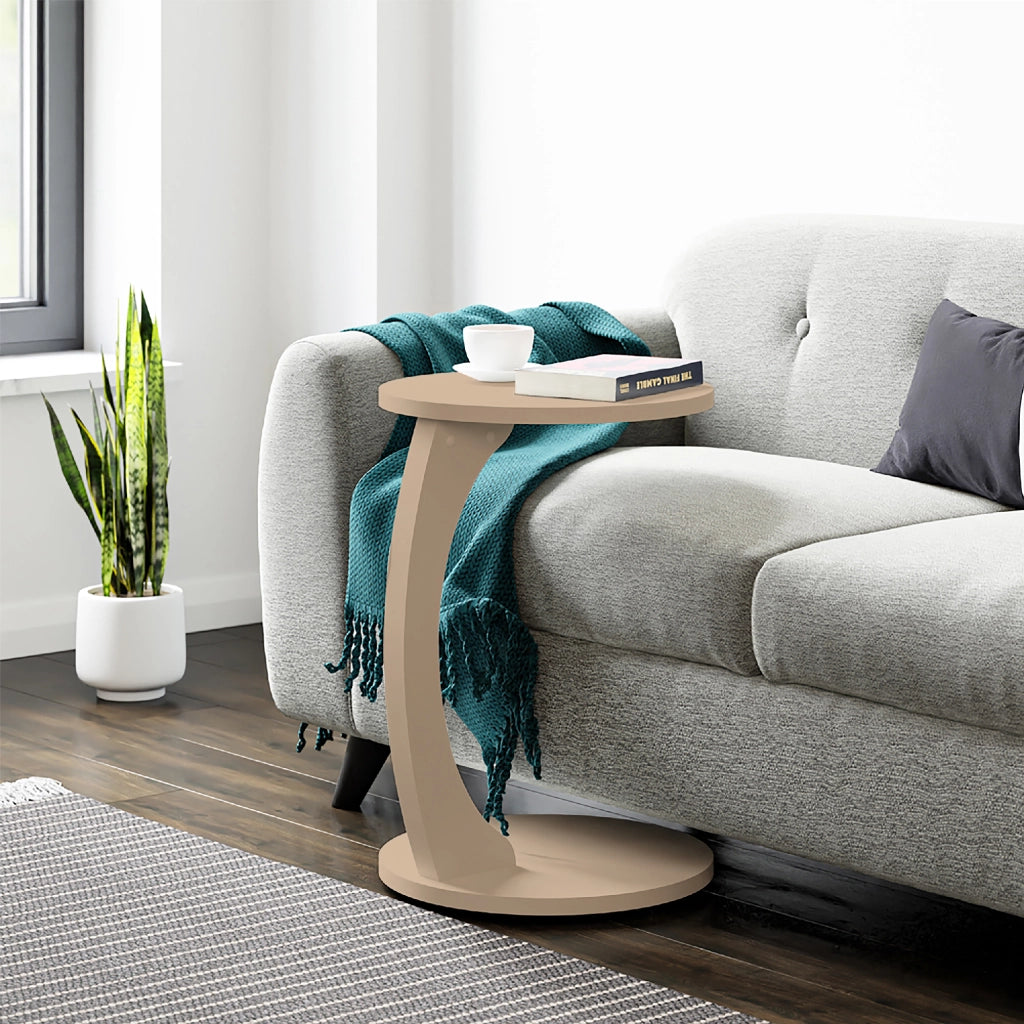 Tavolino da Divano Holeby con Rotelle e Piano Rotondo - Colore Cappuccino [en.casa]