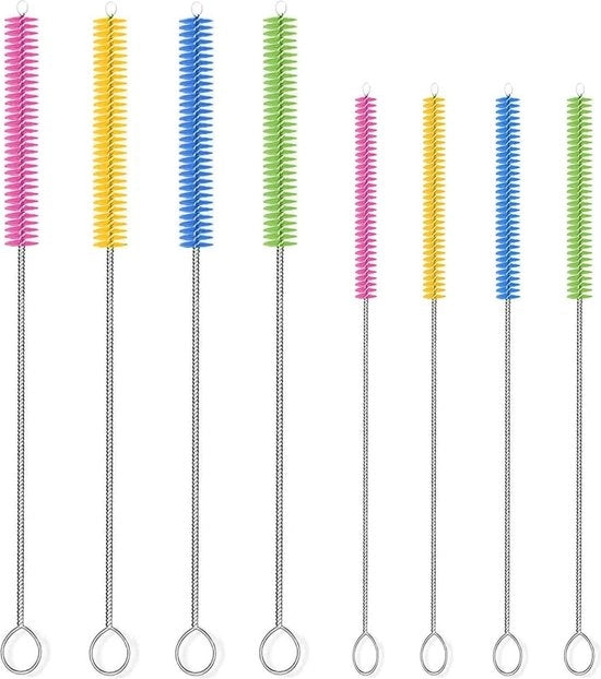 Set di 8 spazzole di pulizia - spazzola lunga per pulire canne, tubi di canna e tubi di reazione