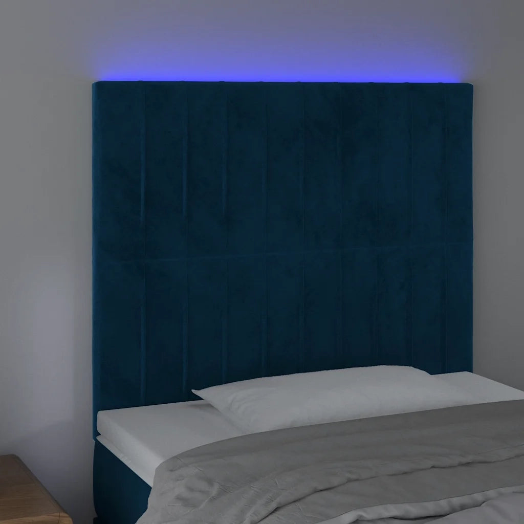 Testiera a LED-Testata con LED Blu Scuro 100x5x118/128 cm in Velluto 896615