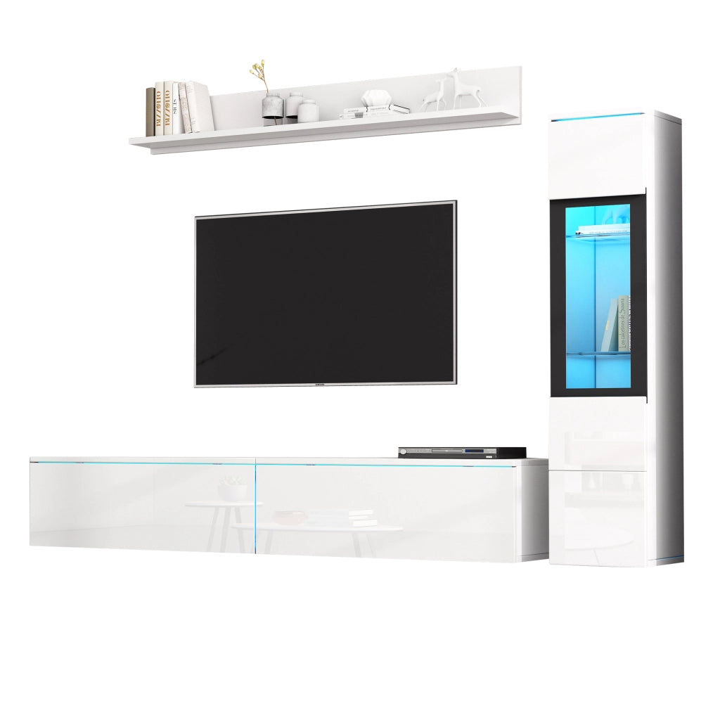 Cassettiera per TV bianca in truciolato lucido lunghezza 180 cm