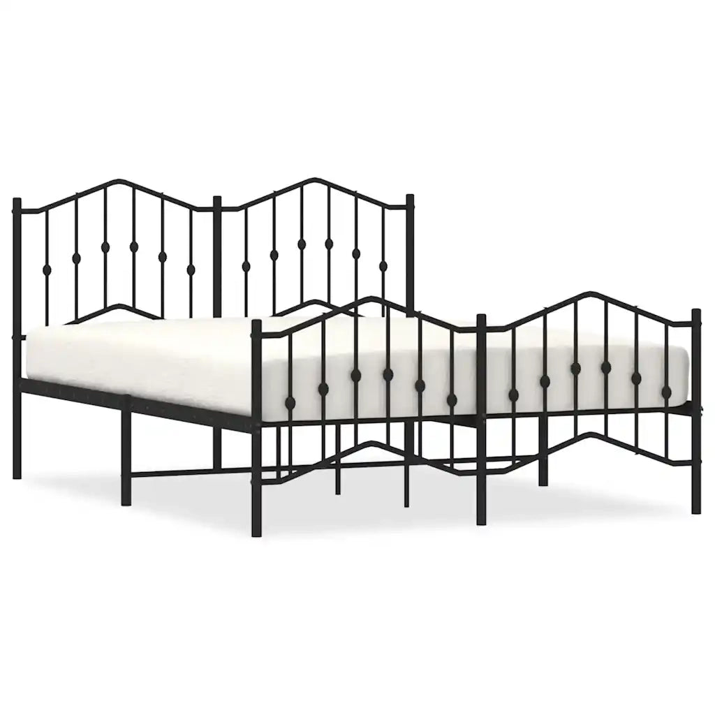 Giroletto con Testiera e Pediera Metallo Nero 150x200 cm 373809