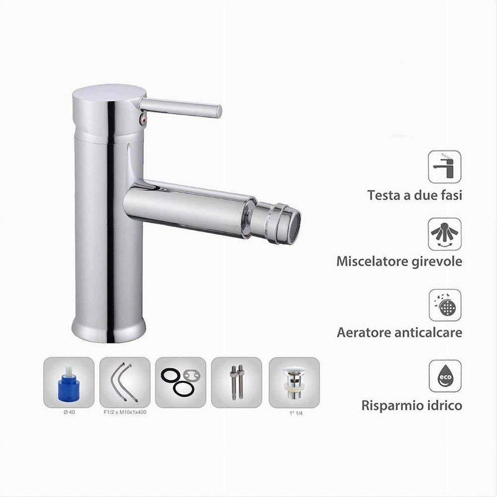 Trade Shop - Rubinetto Bagno Moderno Cromato Lucido Miscelatore Orientabile Per Bidet 87387 -