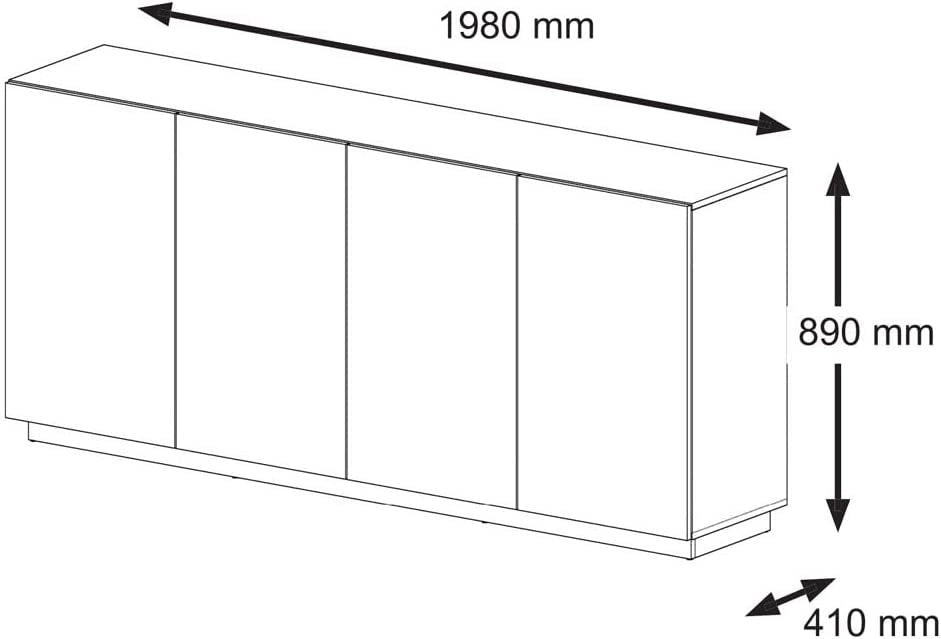MOBILE CASSETTIERA PORTA TV SOGGIORNO AURA 198x41x89cm ROVERE NERO OPACO