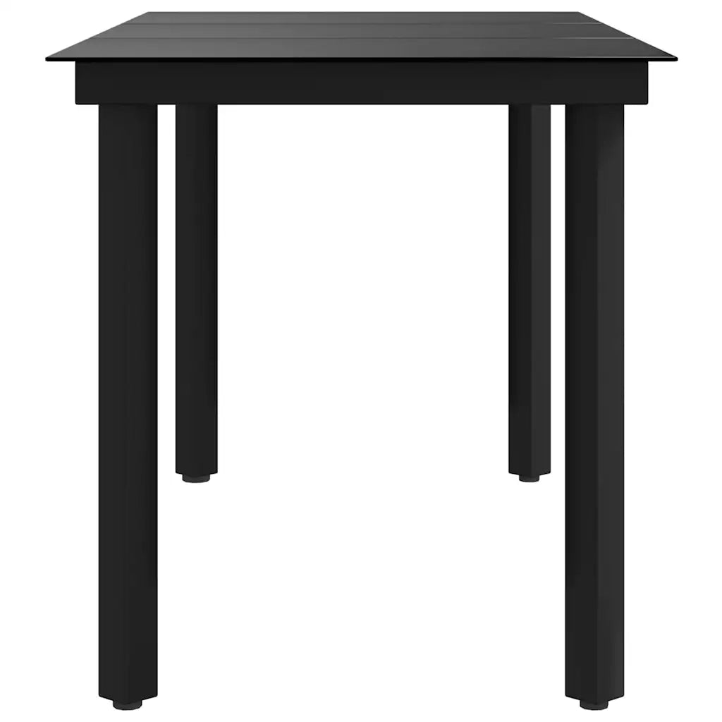 Tavolo da Giardino Nero 140x70x74 cm in Acciaio e Vetro 318747