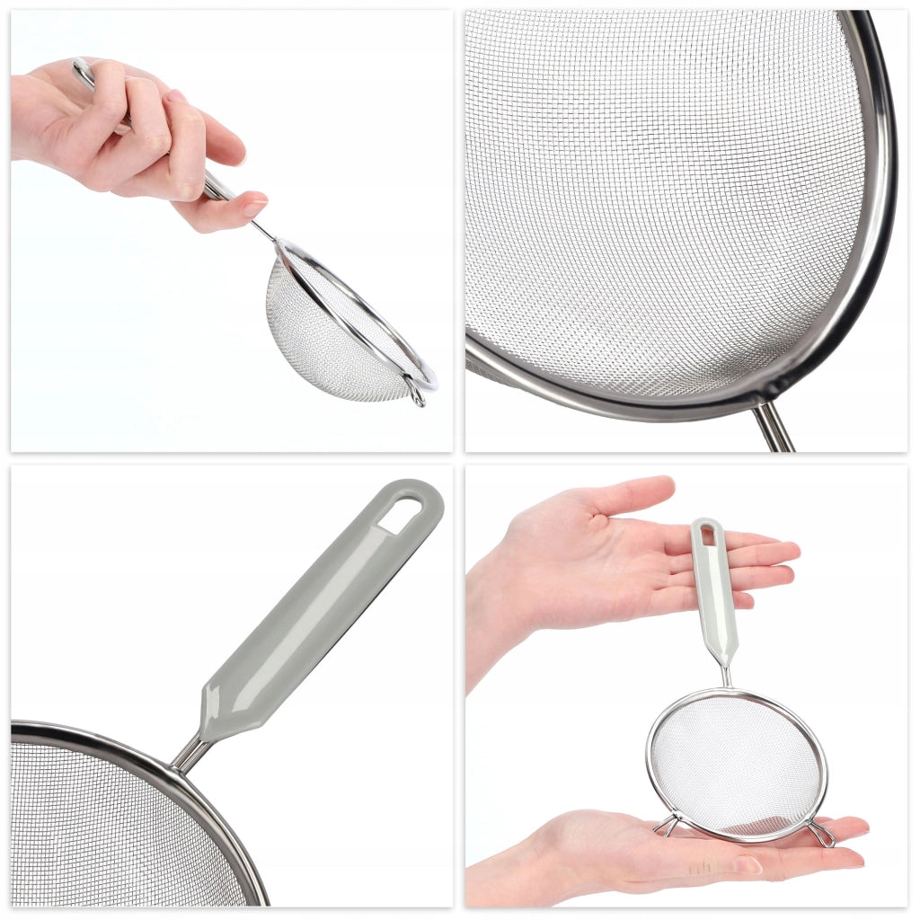 Colino da cucina KADAX con manico in acciaio per setacciare la farina, 10 cm di spessore