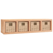 Scaffale a Muro | Mensola a parete con Cestini 62x18x16 cm Legno Massello Noce