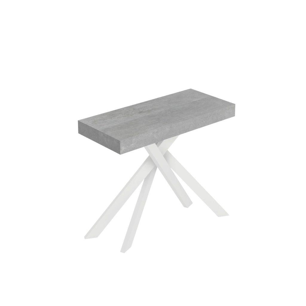 Consolle allungabile 90x40/300 cm Sakuro Cemento gambe bianche