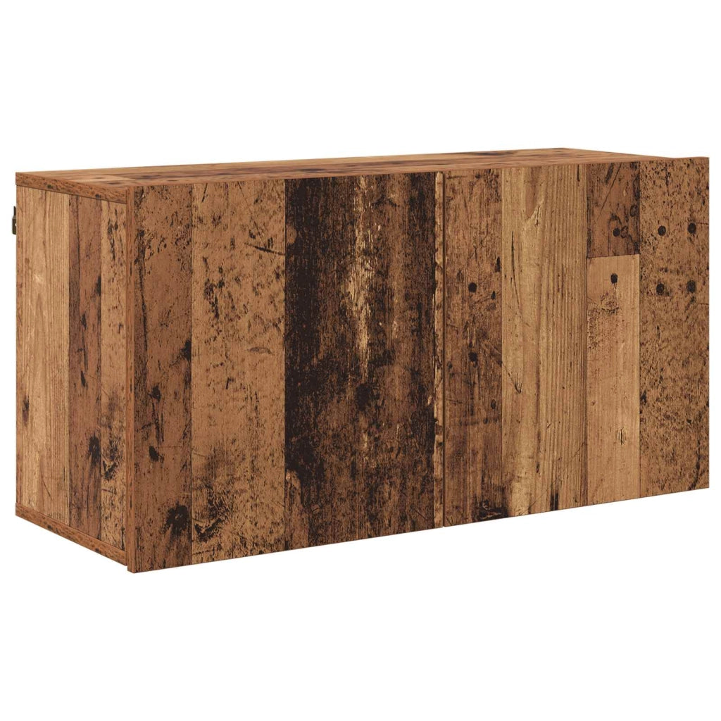 Pratico mobile porta TV a parete con ripiani e ante a battente 40,5 x 30 x 102 cm legno ingegnerizzato finitura legno anticato 02_0056070