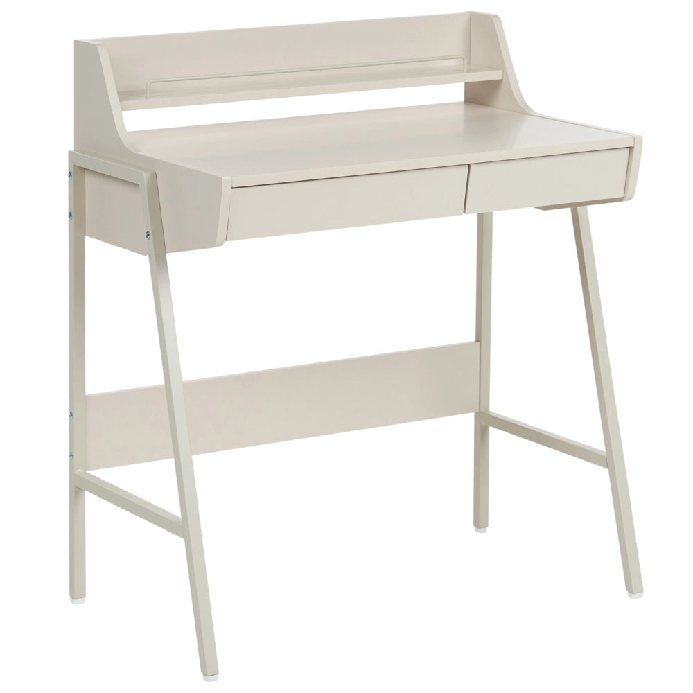 Scrivania da ufficio con 2 cassetti, piano in MDF e struttura in acciaio, beige chiaro stile Scandinavo
