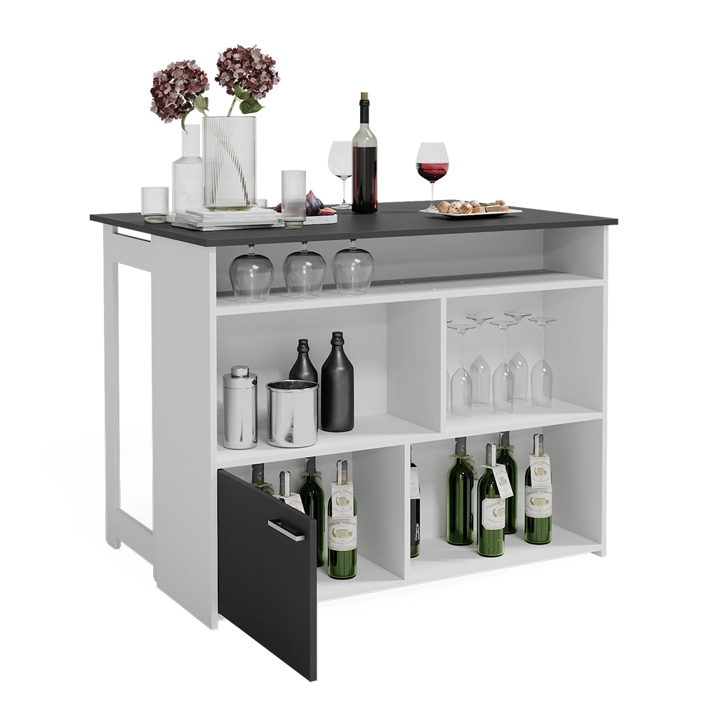 Vicco Tavolo bar alto Antracite/bianco 116 x 37 cm 4x scomparti aperti e 1x porta