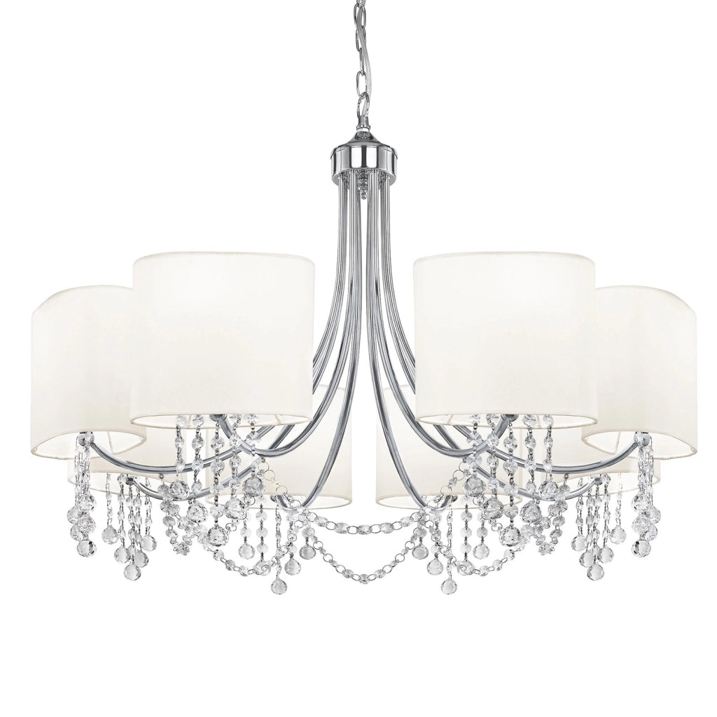 Lampadario Contemporaneo Nina Acciaio Cromo 8 Luci E14