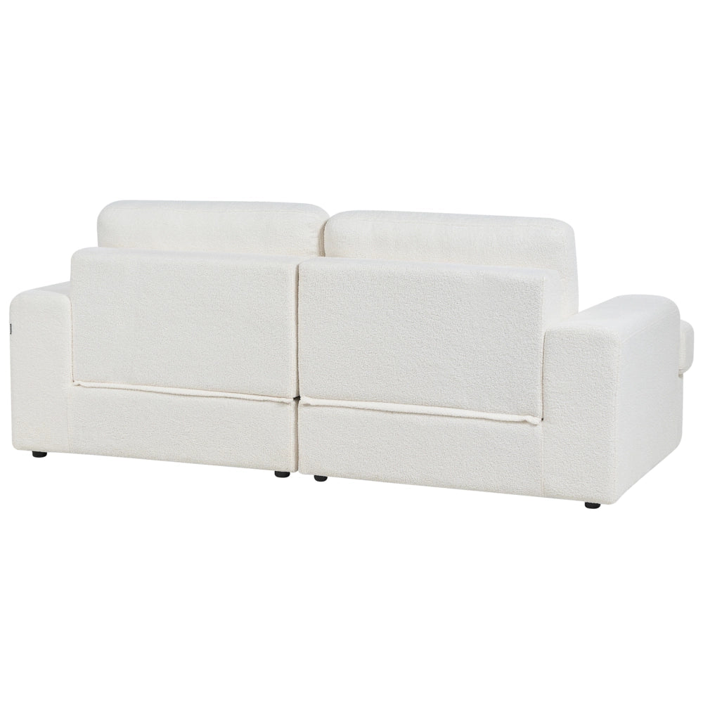 Set da salotto a 5 posti imbottito in bouclé poliestere con poltrona schienale imbottito e spesso bianco stile classico per il soggiorno