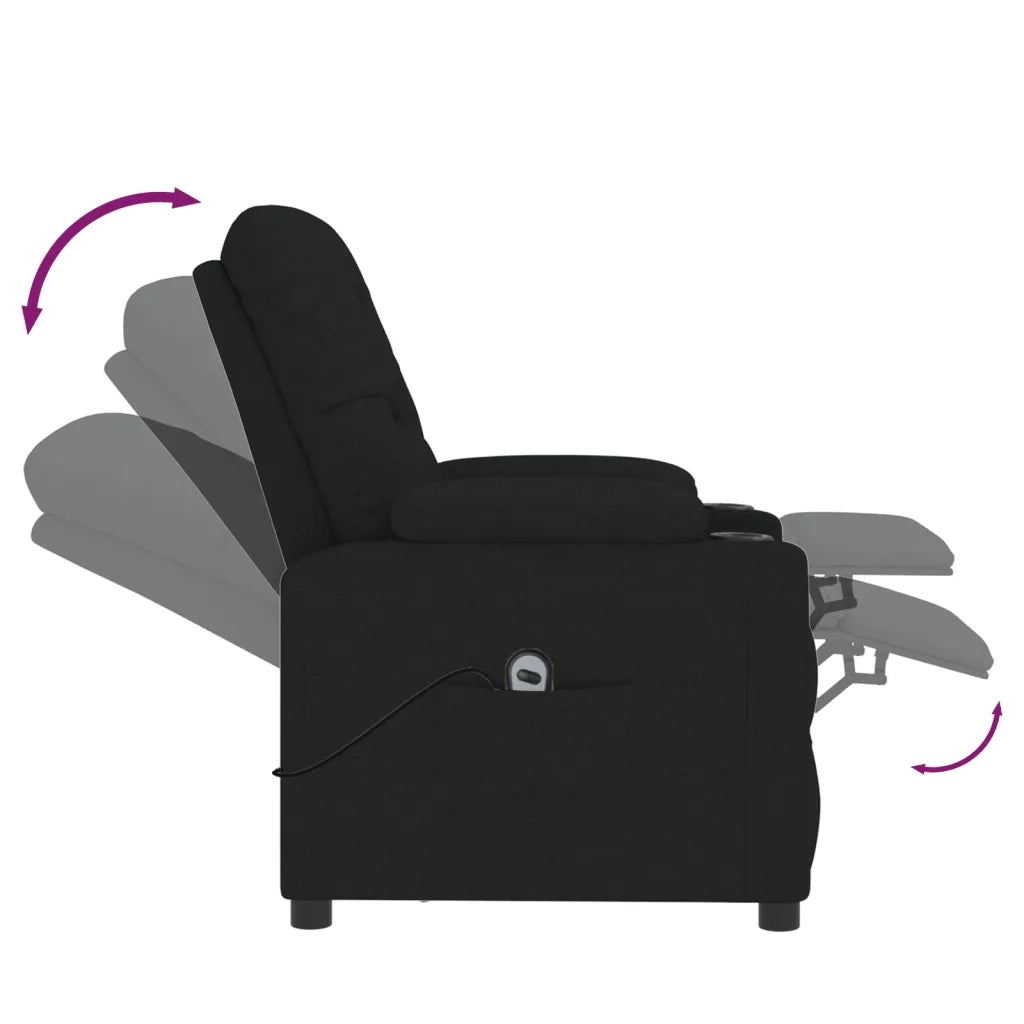 Poltrona | Sedia Relax Elettrica Reclinabile Nera in Tessuto