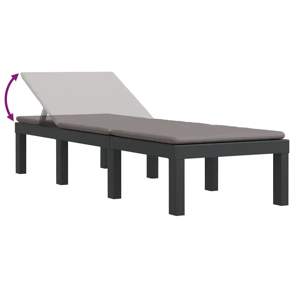 Lettino Prendisole con Cuscini Antracite in PP 364723
