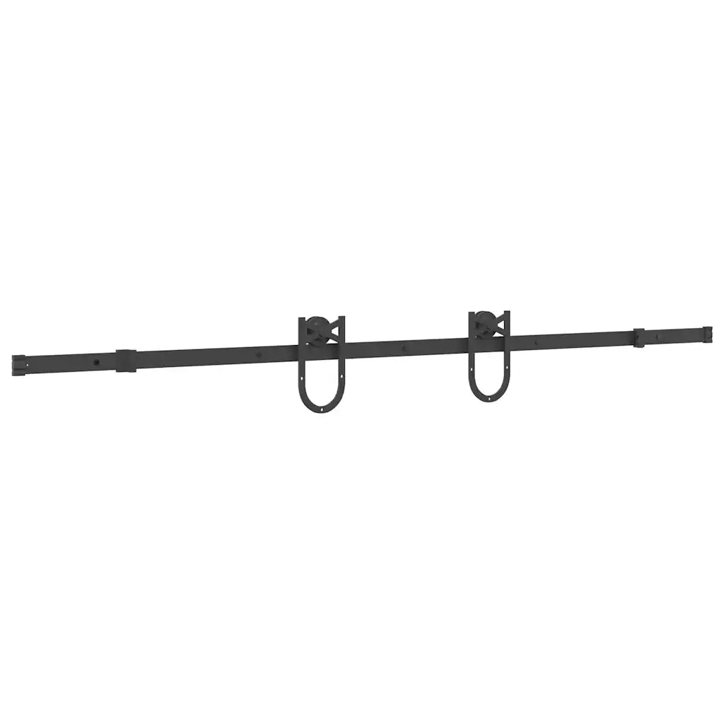 Kit di Binari per Porte Scorrevoli 200 cm Acciaio Nero 4009733