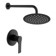 Set doccia incasso nero opaco con braccio e soffione tondo 25 cm
