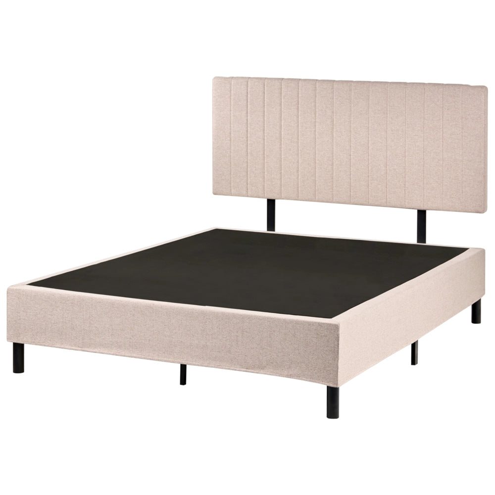 Letto matrimoniale con testiera Materasso a molle insacchettate 140 x 200 cm Beige camera da letto