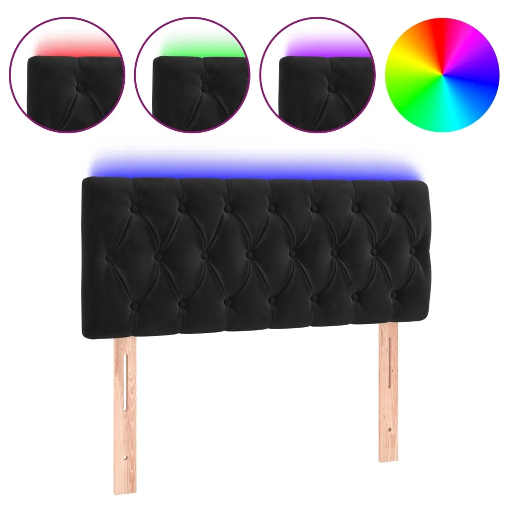 Testiera | Testata a LED Nera 100x7x78/88 cm in Velluto