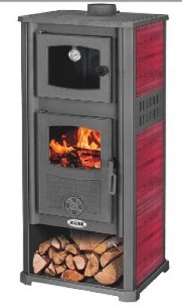STUFA A LEGNA 11,3KW  KALOROSA  CON FORNO ROSSO 50x44xH119 cm