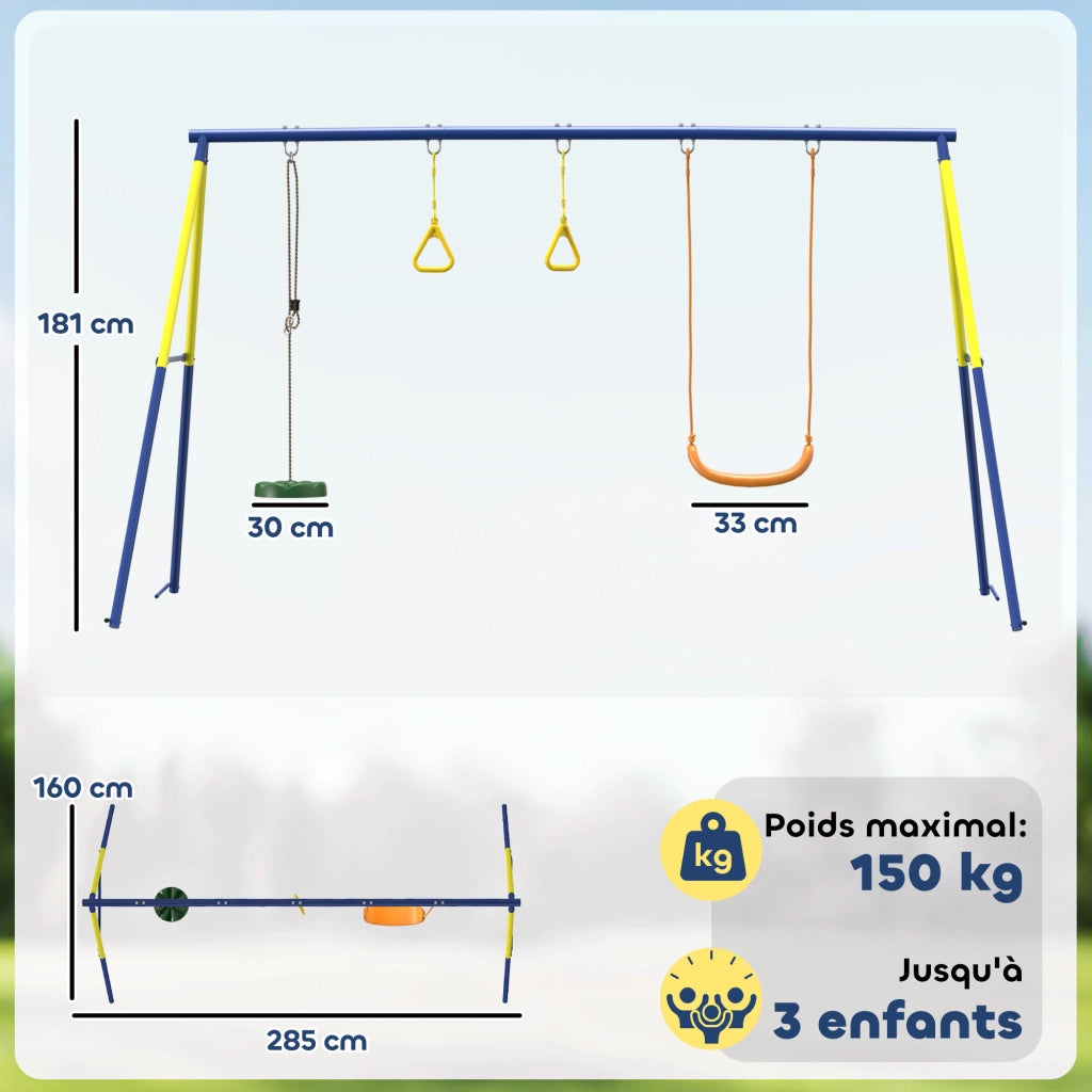 Portico Altalena 3 in 1 per Bambini ¨C zephmum ¨C Verde, Polipropilene