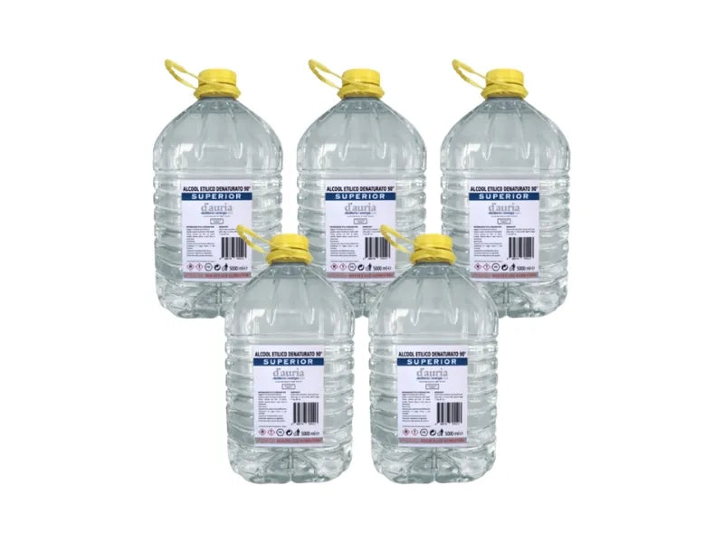 5 Pezzi Alcol Etilico Denaturato D'Auria 90° 5 L Incolore
