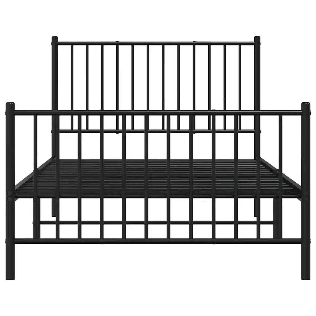 Giroletto con Testiera e Pediera Metallo Nero 100x200 cm 350877
